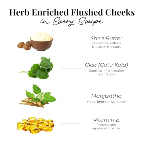 Image of Just Herbs Dewy Glow Blush Stick with Shea Butter & Cica for Eyes Cheeks and Lips For Women