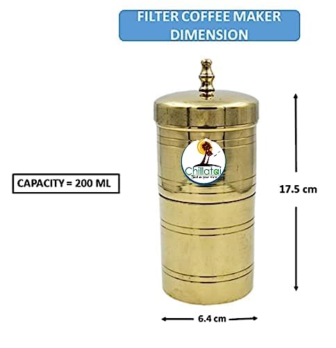 Image of Filter Coffee Maker Traditional Brass South Indian, Coffee Maker 300ML (5-6 Cups