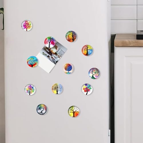 Image of Fridge Magnets Marble Texture Crystal Refrigerator Glass Magnet Decorative Fridge Strong Small Cute Colorful Magnet for Kitchen Office Whiteboards Cabinets Photos Party (Tree Design 4)