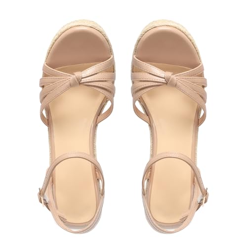 Image of VICKI.VICKI Wedges for Women Platform Sandals Wedge Heels for Sandals Comfortable Summer Espadrille Shoes Ankle Strap&Open Toe