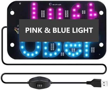 USB LED Light Sign for Drivers, Taxi Car Led Sign With Suction Cups Dimmer On Window, Sign Car LED Decal, Bright Lights Sign Vehicle Accessories Suitable for All Cars (Powder Blue)