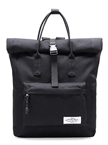 HotStyle KAZIM 15 Sac à Dos Ouverture Enroulable Sac de Voyage, Peut Contenir un Ordinateur Portable de 15.6 pouces, Noir