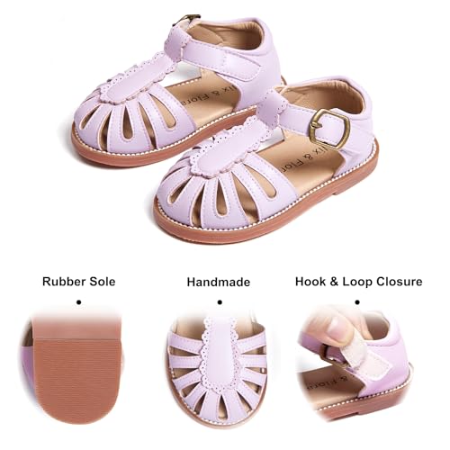 Image of Felix & Flora Toddler Girls Sandals Soft Rubber Princess Flat Shoes Flower Girl Shoes