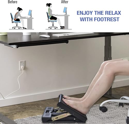 Image of Foot Rest for Under Desk at Work 4-Level Height Adjustable, Ergonomic Foldable Footrest for Office, Gaming,Computer, Soft & Removable Pad Desk Foot Stool Suitable for All Seasons (Gray)