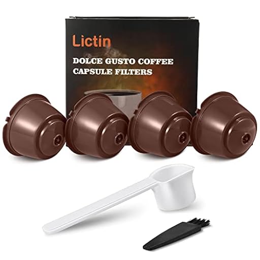 Lictin 4 Pack Cápsulas Filtros de Café Recargable Reutilizable para Cafetera Dolce Gusto Resistente Más de 200 Usos de Sustitucion de Cápsula, color Marrón | Ya disponible en tu tienda friki favorita! En mundofriki.es!