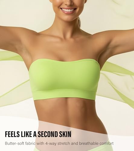 Image of DEANGELMON Strapless Bras for Women Wireless Push Up Non-Slip Bandeau Bra Seamless Clear Straps TubeTop Padded Bralette