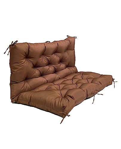 Coussin de banc extérieur avec dossier imperméable pour grand matelas patio marron