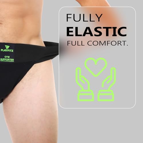PLAYFITZ Defender PRO Men's Gym Underwear | Athletic Supporter for Cricket, Running, Quick Dry, Moisture Wicking, Cotton, Stretchable Workout Innerwear