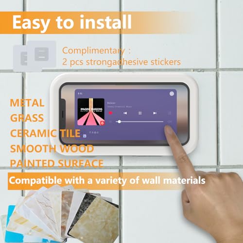 Image of Waterproof Shower Phone Holder,360 Rotation Shower Phone Case, Angle Adjustable, Anti-Fog High Sensitivity,for Bathroom,Batheub, Kitchen Wall,Compatible with 4 inch - 6.8 inch Cell Phones