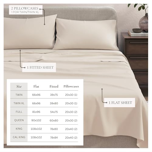 Image of Great Bay Home Cotton Jersey Knit Queen Sheet Set - Ultra-Soft, Stretchy, Heathered Melange Bed Sheets - Cozy, Soft T-Shirt Sheet & Pillowcase Set (Oatmeal)