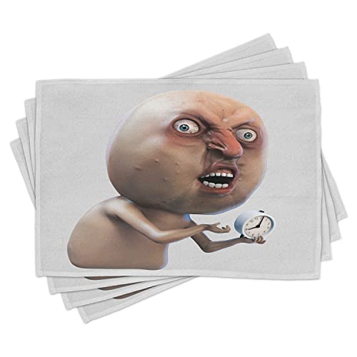 ABAKUHAUS Humor Platzmatten, Warum weckst du Mich Nicht Internet Meme mit beschwerendem Schlaf über Gesicht und Bild-Druck, Tiscjdeco aus Farbfesten Stoff für das Esszimmer und Küch, Tan