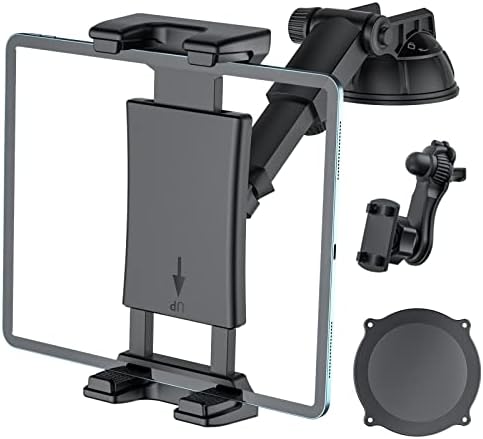 XWXELEC Ipad Holder for Car, Tablet Holder for Car Windshield/Dashboard/Air Vent Mount, Strong TPU Suciton Ipad Stand, 360° Rotation, for 7"- 12.9" Tablet Mount