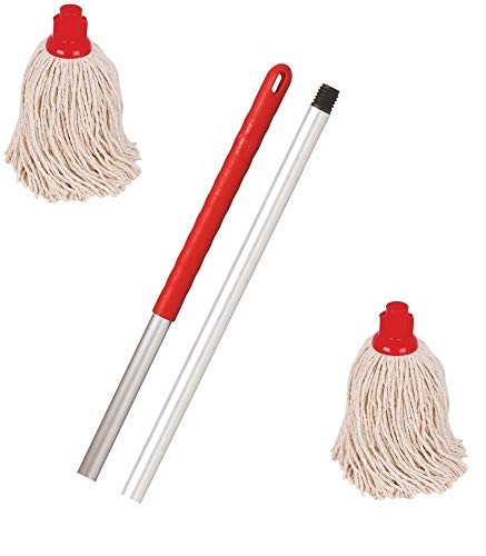 Discounted Cleaning Supplies Mop Kit Professional Colour Coded Mop Handle and 2 Mop Heads