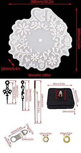 Wingsight Resin Flower Clock Silicone Molds With Clock Movement Accessories, Diy Clock Epoxy Silicone Resin Molds Arabic Numeral Clock Mold, Craft Home Decoration Casting Tools (Small) #TOP4