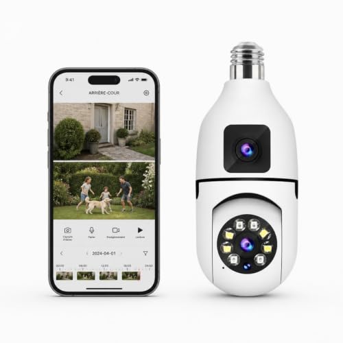 1080P HD Fotocamera Doppia Lente Lampadina E27 WiFi 2.4G Interno Esterno