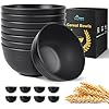 HOTEC BPA Free Unbreakable Wheat Straw Cereal Bowls - Microwave & Dishwasher Safe Soup and Salad Bowls, Set of 8, 26oz, Black