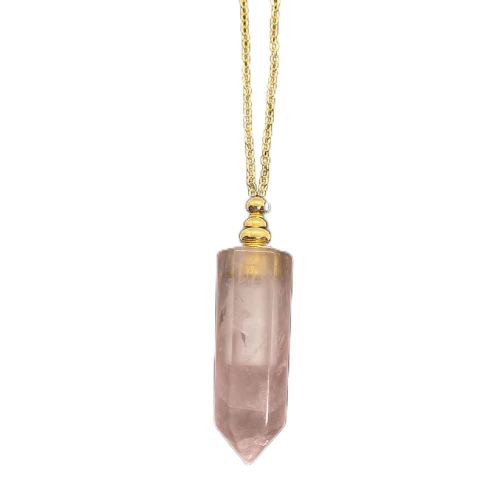 Collar Aromaterapia Collar de Botellas de Perfume de Piedra Natural 12x47mm Botella de Perfume de Cristal Blanco Colgante Collar de Damas Aroma Difusor Botella (Metal Color : E)