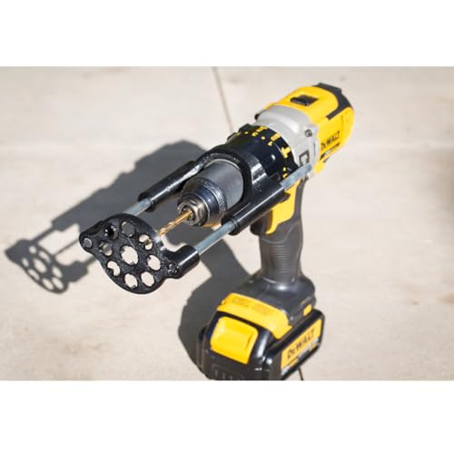 Image of Drill Press Guide Attachment for Hand Drills, Compatible with DeWalt DCD958 & 48.5mm Sleeve Drills, 5/16" Guide Rods for Square Holes & Tapping, Friction Fit Design