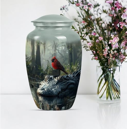 Image of Personalized Cardinal Word - Large Urn - Ashes Urns Human Remains - 10 Inch - Large with Velvet Bag - Burial Urn - Cremation Burial Urns - Funeral Urn Adult Ash - Decorative Urns for Ashes