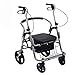 Produktbild HYYQG rollator faltbar und leicht Outdoor, Leichtgewicht Gehhilfe 4-Rad mit Sitz, Aluminium Gehwagen Höhenverstellbar Deluxe Einkaufstrolly für Senioren, Black