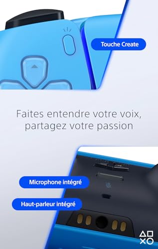 Sony, Manette PlayStation 5 officielle DualSense, Sans fil, Batterie rechargeable, Bluetooth, Compatible avec PS5 et PC, Couleur : Starlight Blue