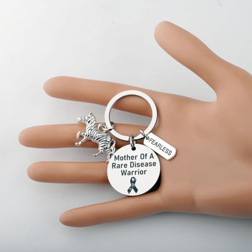 CENWA Mom Of Warrior Gift Mother Of A Rare Disease Warrior Keychain Mother Of Warrior Gift Zebra Ribbon Rare Disease Gift3