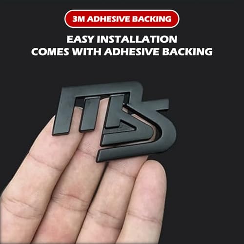 Image of MS Rear Trunk Mazzda Speed Emblem Decor Badge Decal Compatible with Full Range of Mazzda 3 6 CX MX Miata, etc (M-S Black)
