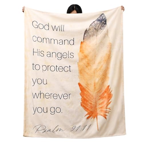 LeaMea Christian Gifts for Women Christian Blanket with Feathers Religious Gifts for Women Birthday Christmas Inspirational Gift for Friend Sister Soft Throw Blankets 50 x 60