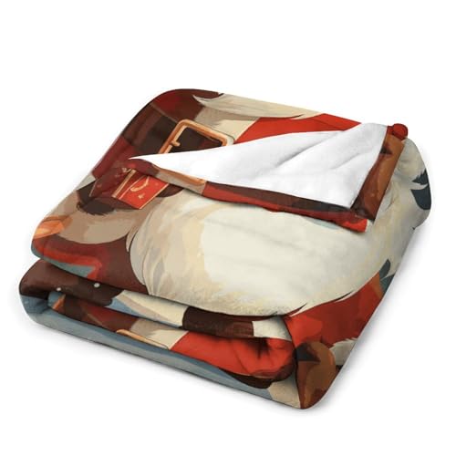 Couverture en microfibre de flanelle supérieure, grand plaid de luxe motif Père Noël