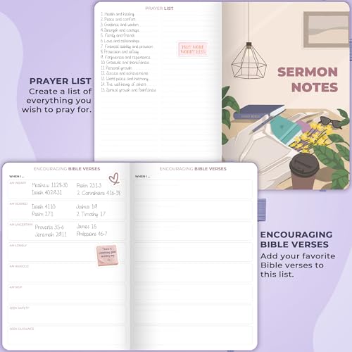 Image of Clever Fox Bible Study Journal - Church Notes Notebook - Note Taking & Journaling Kit - Faith Based Religious Gifts & Accessories (Lavender)
