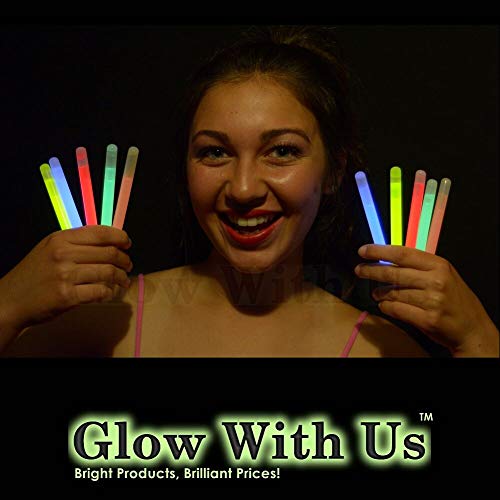 Glow Sticks Bulk Wholesale, 50 4” Glow Stick Light Sticks. Assorted Bright Colors, Kids Love Them! Glow 8-12 Hrs, 2-Year Shelf Life, Sturdy Packaging, Glowwithus Brand #TOP1