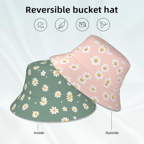 Image of Bucket Hat Double-Side-Wear Reversible Sun Hat Beach Travel Hiking for Women Men