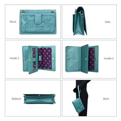 Anuschka Women's Original Hand-Painted Leather RFID 4-in-1 Organizer Crossbody4