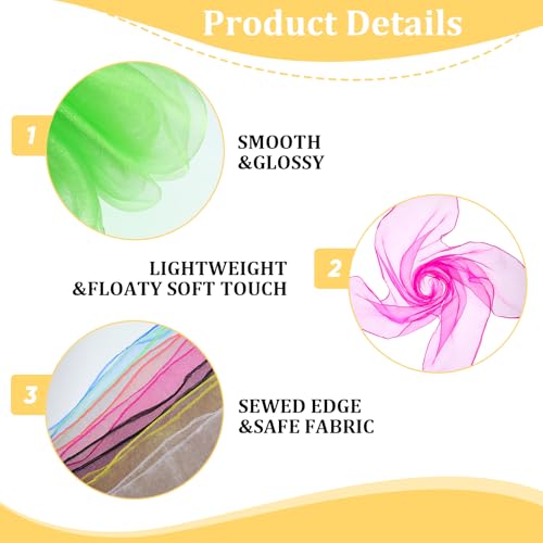 Prasacco 60 Pcs Dance Scarves, 24 x 24 Inches Juggling Scarves 15 Colors Square Juggling Scarf Props Nylon Movement Scarf for Children's Performance and Dance Props3