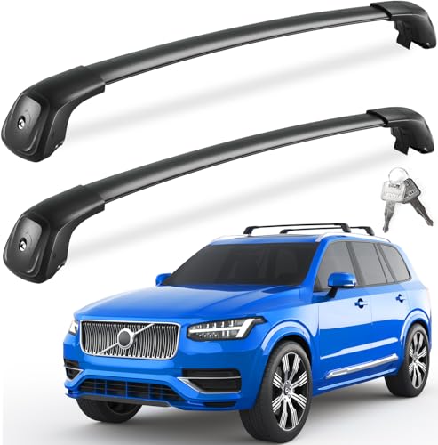 FengYu 330lbs Lockable Roof Rack Cross Bars Compatible with Volvo XC90 XC-90 2016-2026 Heavy Duty Aluminum Roof Rails Crossbars Cargo Bars Canoe Snowboard Rooftop Black Carrier Luggage