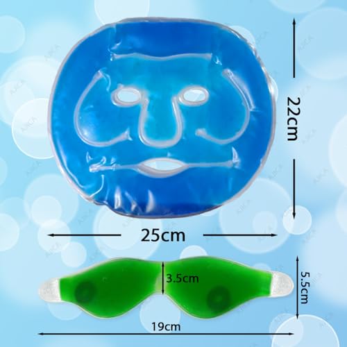 Image of Aqua Ice Face & Eye Cooling Gel Mask and Aloe Vera Gel Mask Ice Pack for Face and Eye Patches Remove Dark Circles, Fatigue Cool Eyes Patch Pads Eye Care | Facial Skin Refresh Face Mask for Hot & Cold Therapy (Blue Face Mask, Aloe Magnetic Eye Mask)