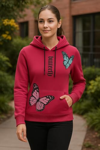 Image of Raves Womens Stylish Printed Hoodie | Trendy Cotton Fleece Hooded Sweatshirt for Women & Girls | Full Sleeve Winter Wear Pullover
