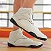 Men's Professional Boxing Wrestling Shoes Breathable Fighting Training Boots Male Combat Shoes Man High Top Fitness Sports Sneakers (555 White,14)