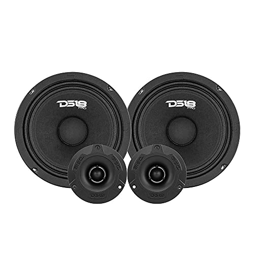 DS18 PRO-GM8.4PK Mid and High Complete Package – Includes 2X Midrange Loudspeaker 8″ and 2X Aluminum Super Bullet Tweeter 1″ Built in Crossover – Door Speakers for Car or Truck Stereo Sound System