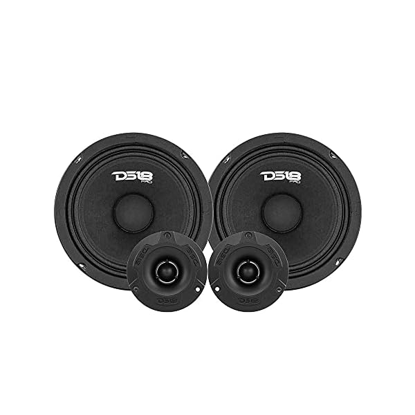 DS18 PRO-GM8.4PK Mid and High Complete Package – Includes 2X Midrange Loudspeaker 8″ and 2X Aluminum Super Bullet Tweeter 1″ Built in Crossover – Door Speakers for Car or Truck Stereo Sound System