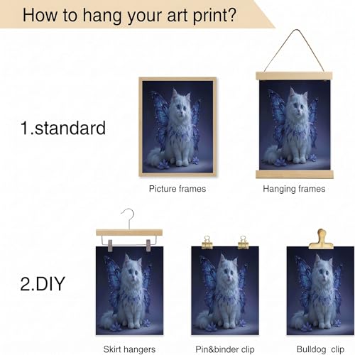 Tableau chat blanc avec des ailes HASLEFND violet 60x90cm - 7