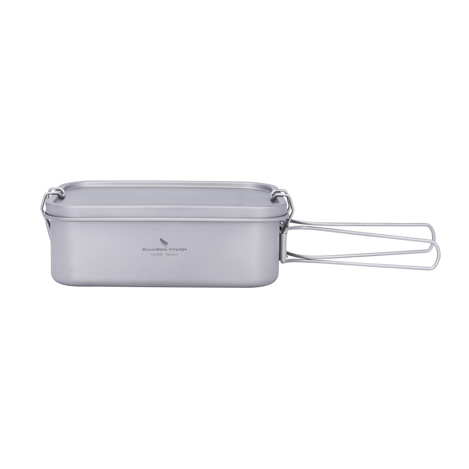 iBasingo Ti2082C - Contenitore per il pranzo in titanio da 1200 ml con coperchio a prova di perdite, manico pieghevole, pentole da campeggio, leggere, per escursioni, picnic e viaggi, contenitore per