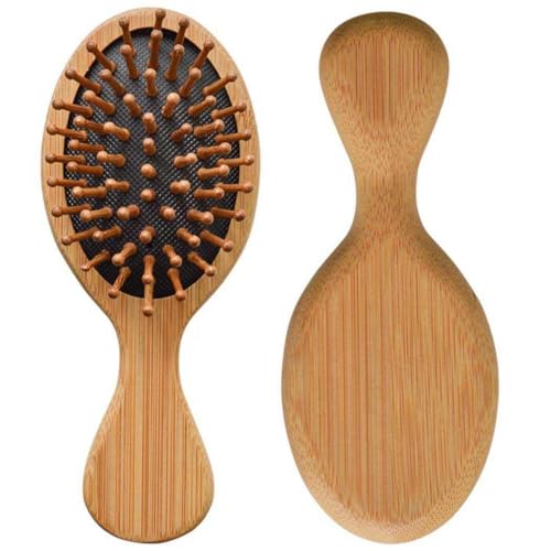 Image of Bamboo Hair Brush for Massaging Scalp, Hair Growth for Girls, Women, Natural Bamboo Bristles Detangling Wooden Paddle Hairbrush for Hair Care, Anti-Static (Bamboo Comb)
