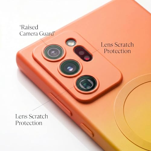 Image of amazon basics Gradient Mag-Safe Case for Samsung Galaxy Note 20 Ultra | Soft Silicone Shockproof Cover with Camera Protection | Slim Lightweight Design | Smooth Touch & Durable - Orange & Yellow