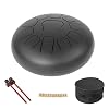 Dilwe Zungentrommel, 12 Zoll Handtrommeln aus Stahl Handpan Trommel Schlagzeug Instrument mit Tragetaschen und Trommelschlägeln( Schwarz)