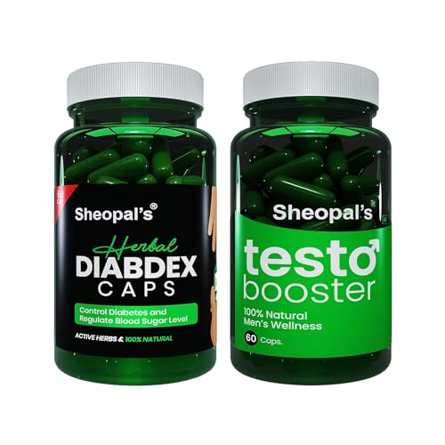 Sheopal’s Herbal Diabdex Diabetes Capsule and Testosterone Testo Boosters with Ashwagandha for Men Wellness (60 Capsule each) Sheopal’s Herbal Diabdex Diabetes Capsule and Testosterone Testo Boosters with Ashwagandha for Men Wellness (60 Capsule each)