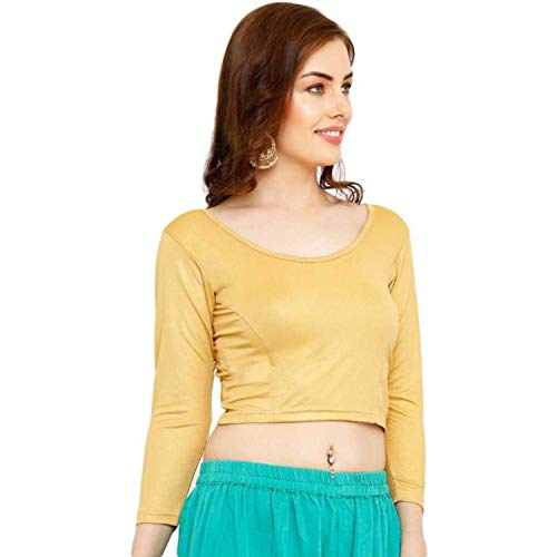 Image of Fressia Fabrics Women's Cotton Readymade Saree Blouse Stretchable Crop Top Choli Bustier Top