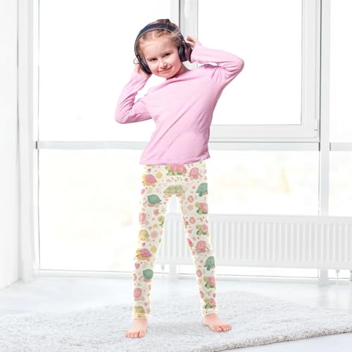 Turtles Girls' Leggings Toddler Doodles Flowers Hearts Kids Yoga Pants Dance Active Tights 4T4