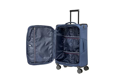Image of Verage Luxe Toledo Set of 2 (S+M) Softsided Lightweight Spinner Wheels Luggage, Expandable Suitcase with TSA Lock & LED Flashlight, Navy Blue (20 /24)