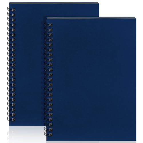 Image of Yahenda 2 Pcs Spiral Notebooks,1 Subject,Wide Ruled, Deep Blue